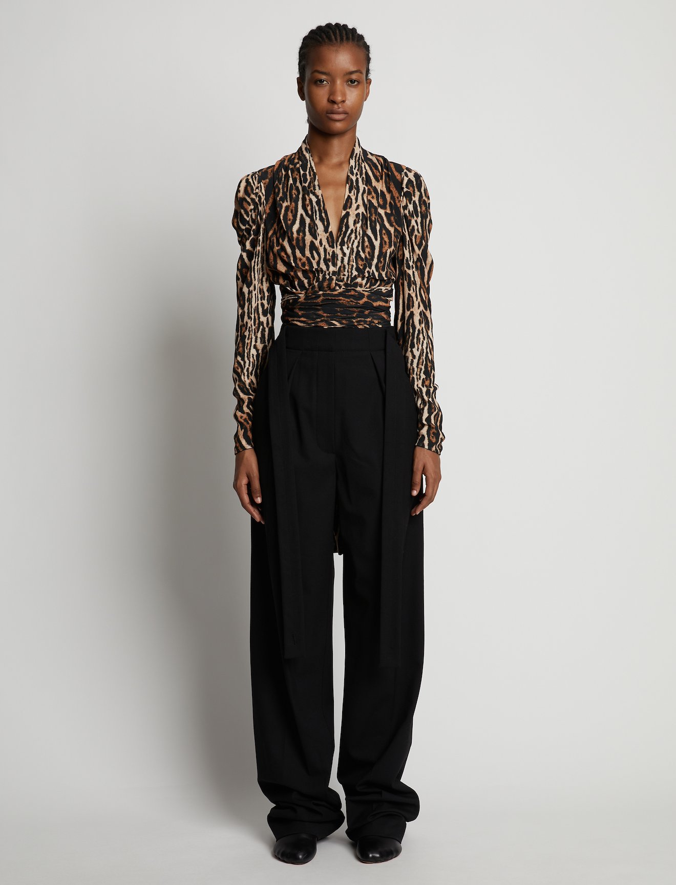 Leopard Crepe De Chine V-Neck Top #1