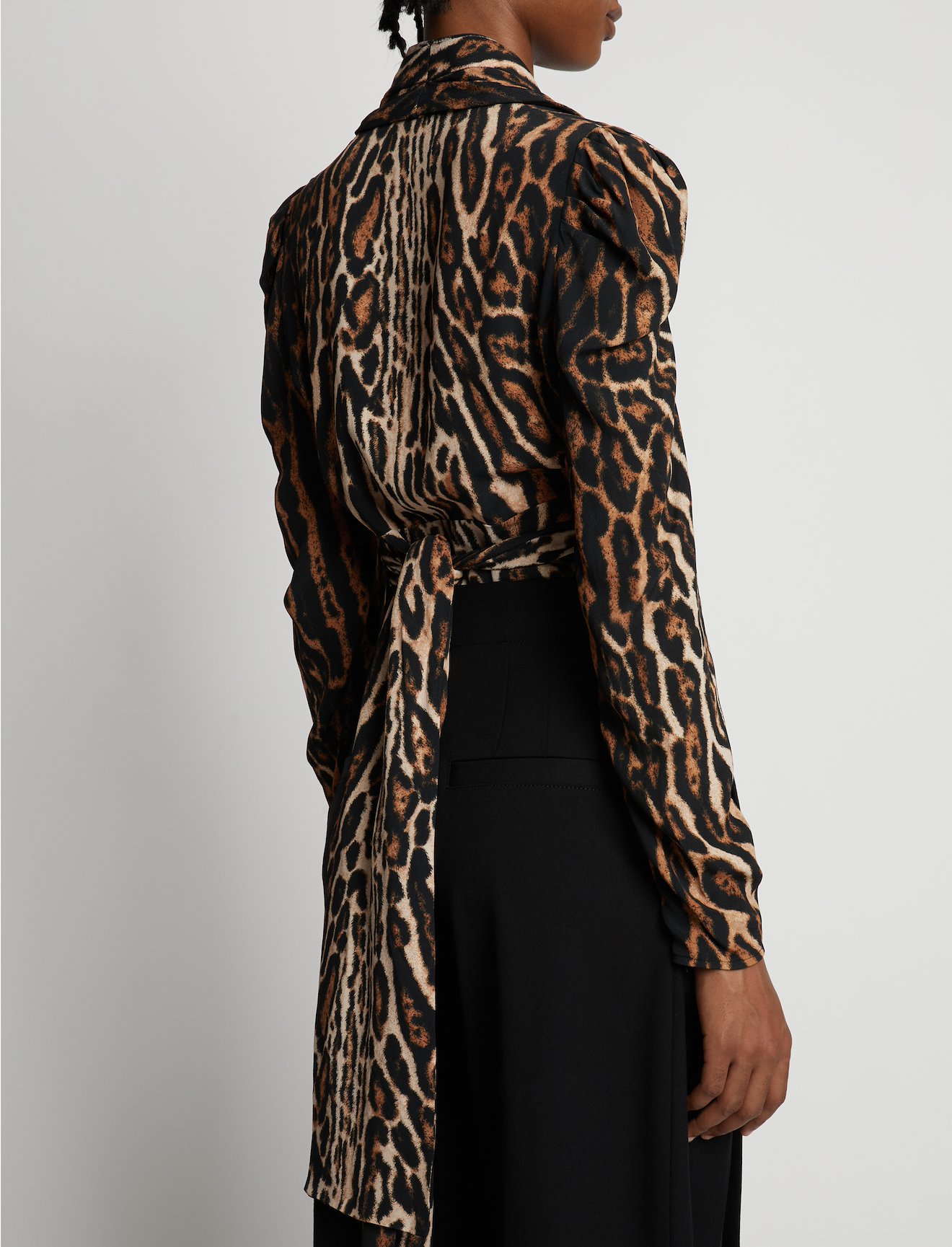 Leopard Crepe De Chine V-Neck Top #4