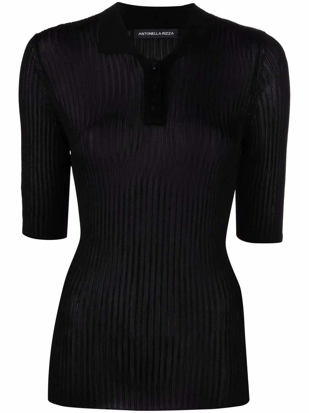 

Antonella Rizza playera tipo polo de canalé - Negro