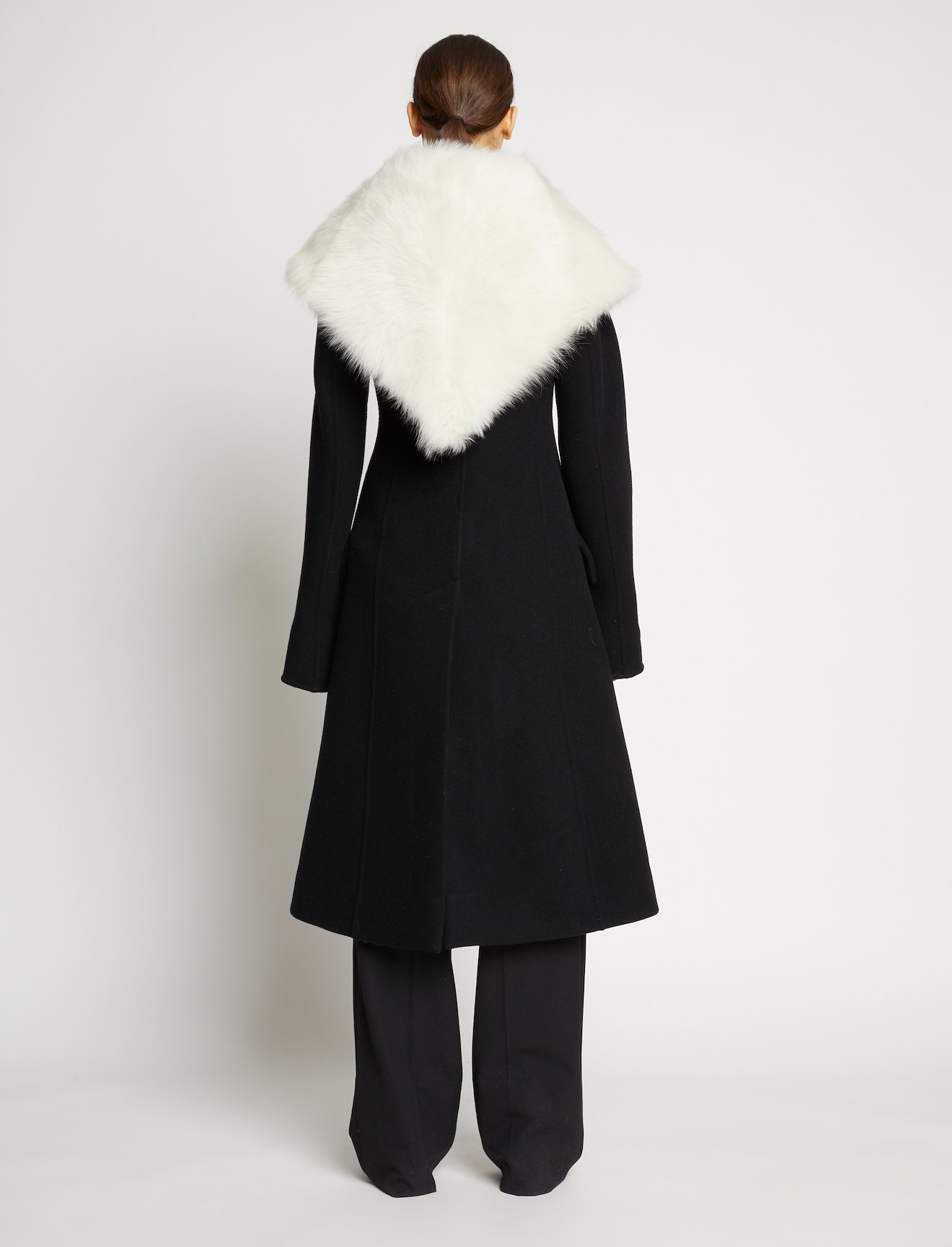 Double Face Wool Melton Shearling Lapel Coat #2