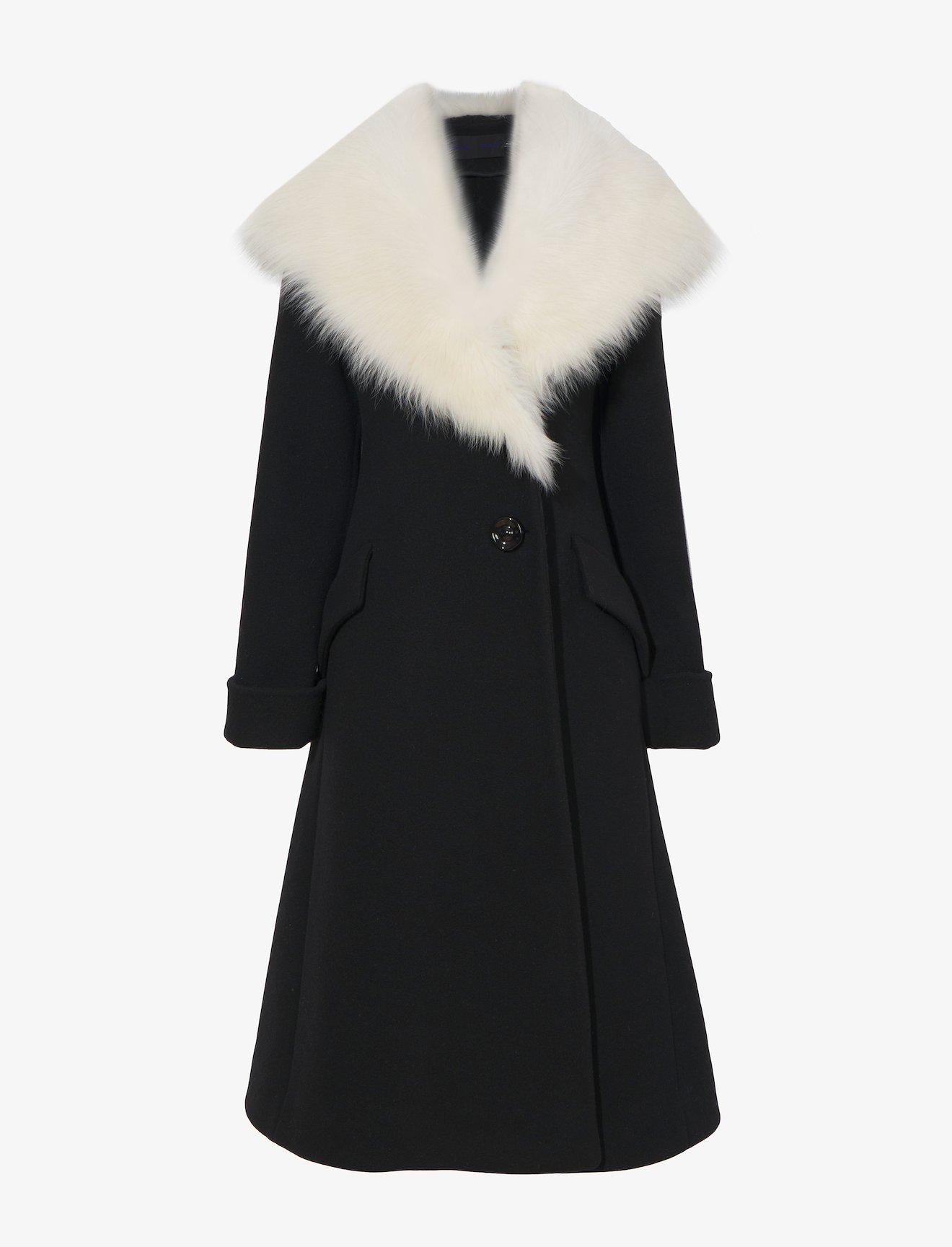 Double Face Wool Melton Shearling Lapel Coat #4