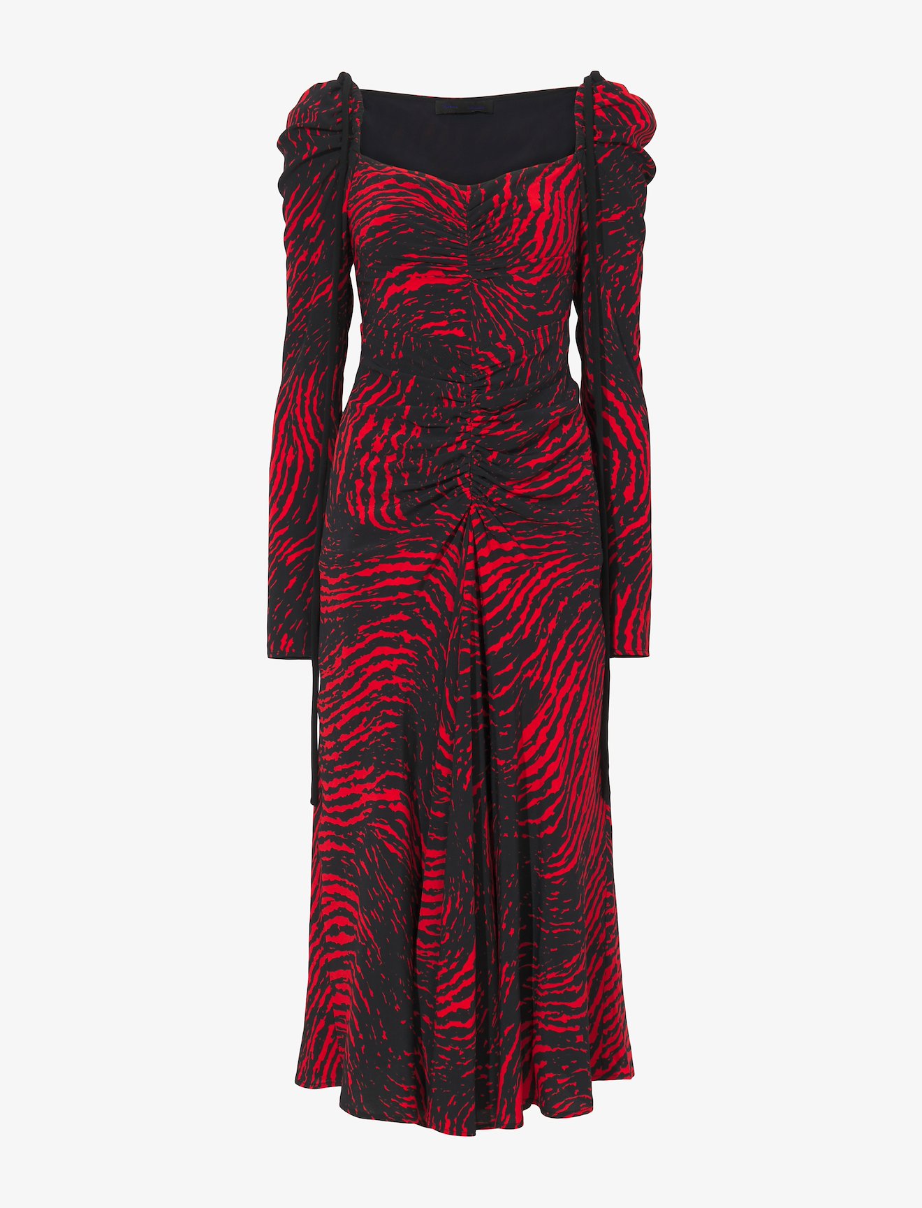 Painted Spiral Crepe De Chine Cinched Dress #4