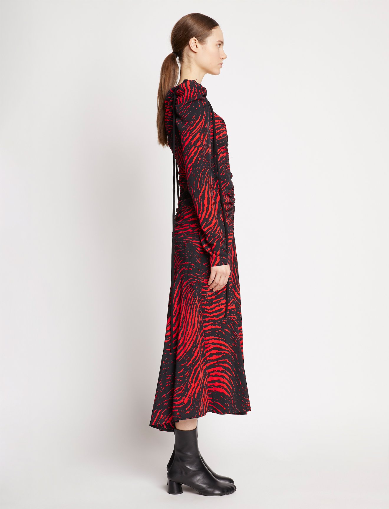 Painted Spiral Crepe De Chine Cinched Dress #1