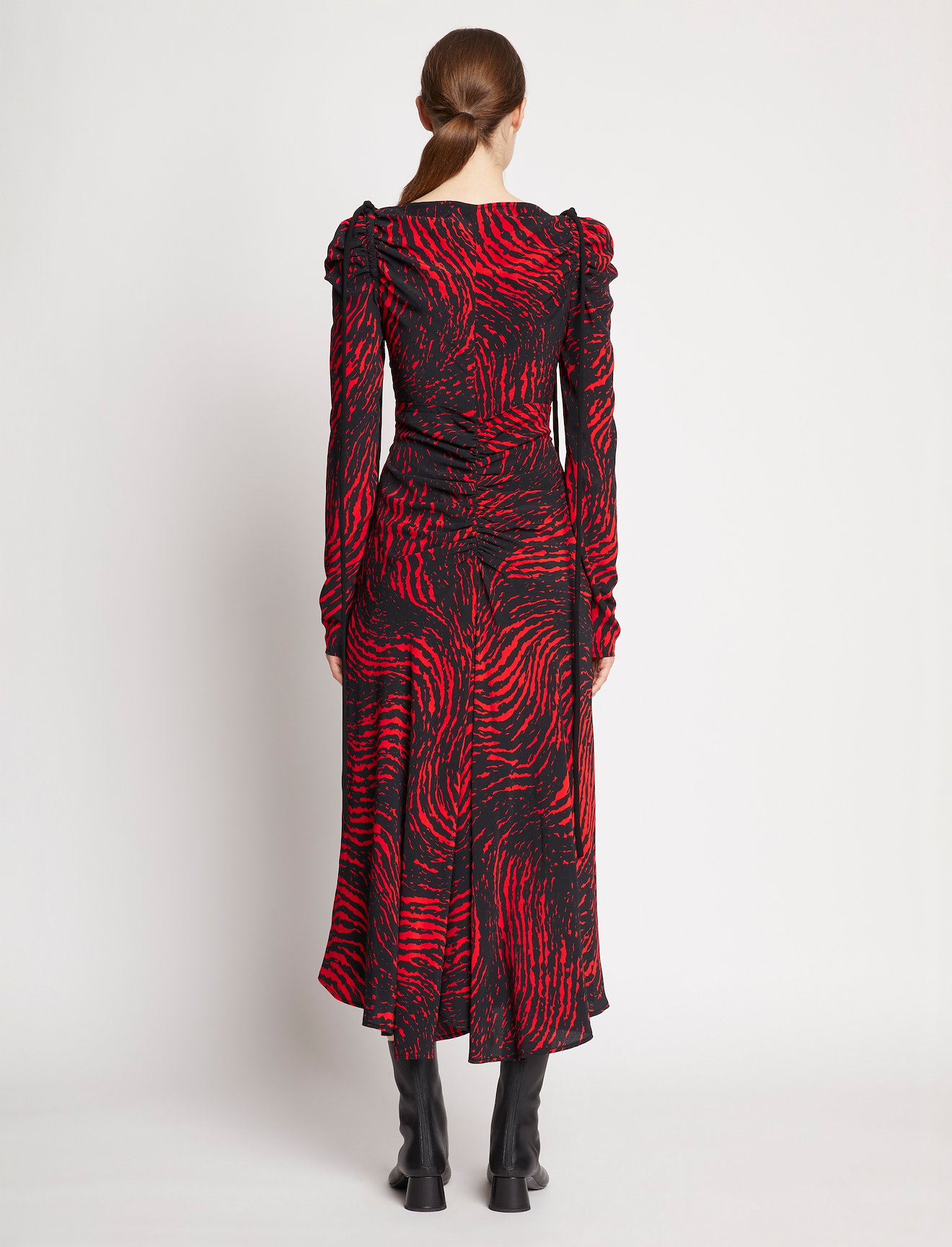Painted Spiral Crepe De Chine Cinched Dress #2
