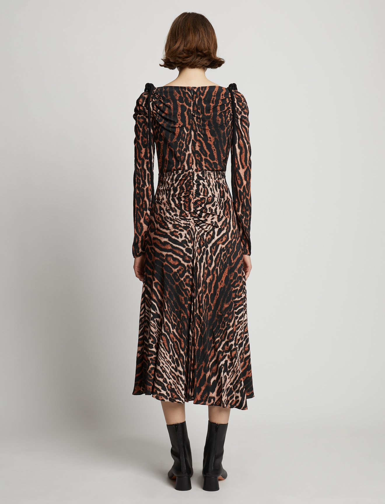 Leopard Crepe De Chine Cinched Dress #2