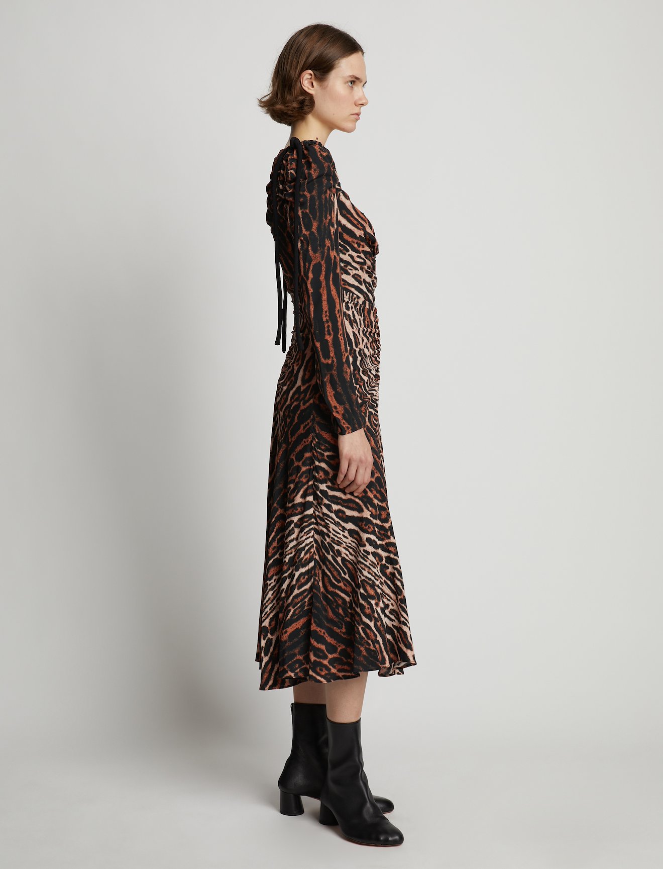 Leopard Crepe De Chine Cinched Dress #1