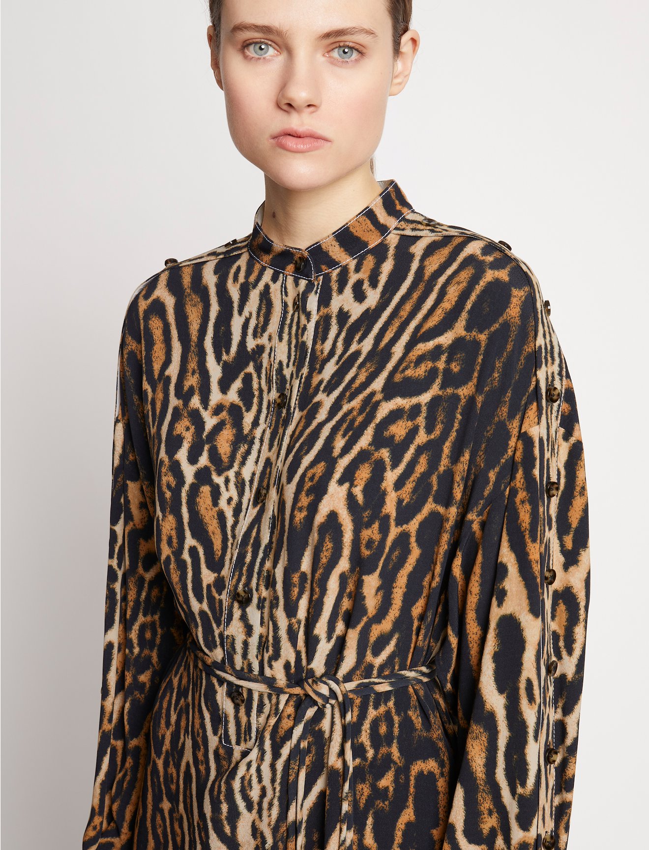 Leopard Crepe de Chine Shirt Dress #3