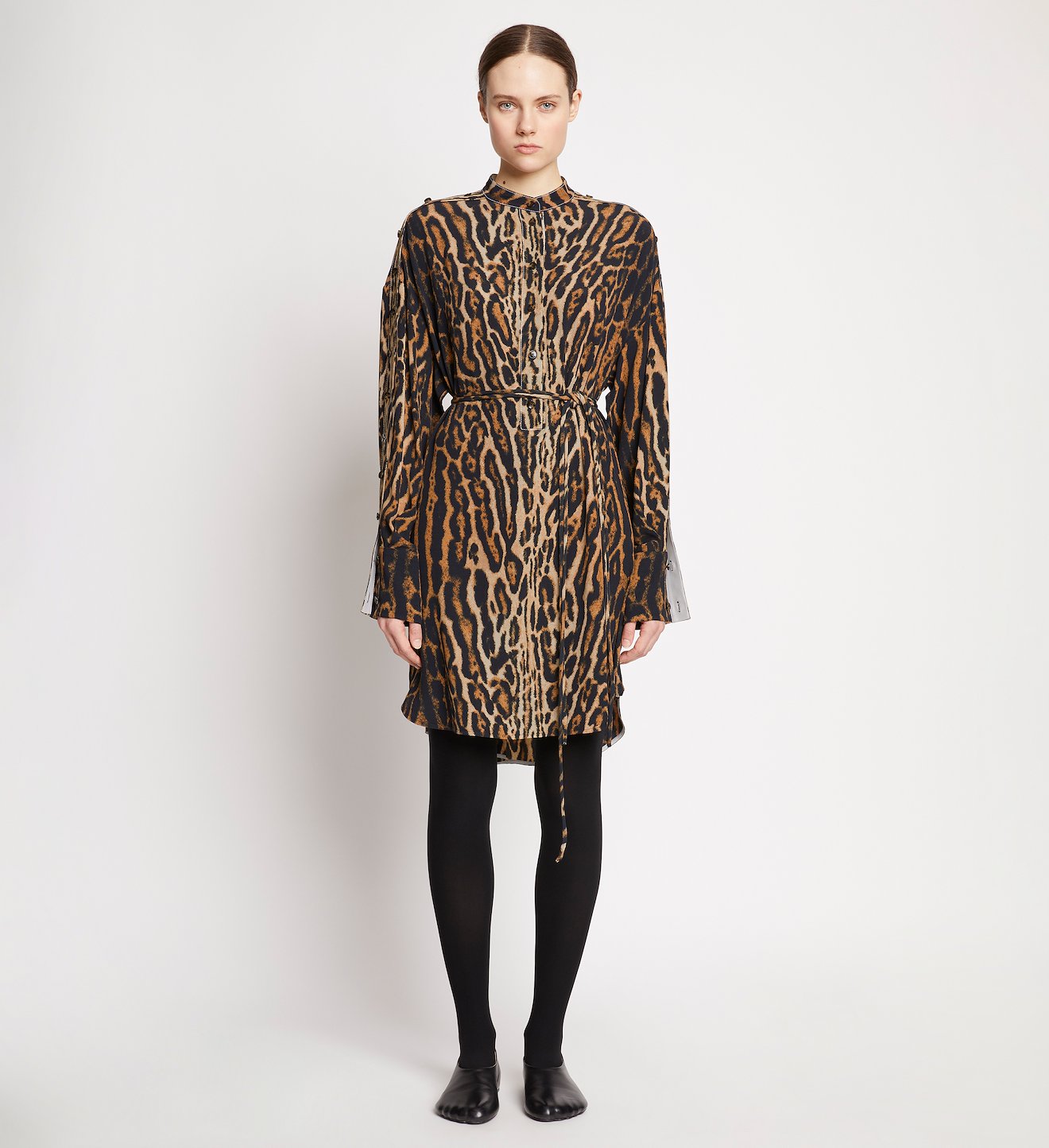 Leopard Crepe de Chine Shirt Dress