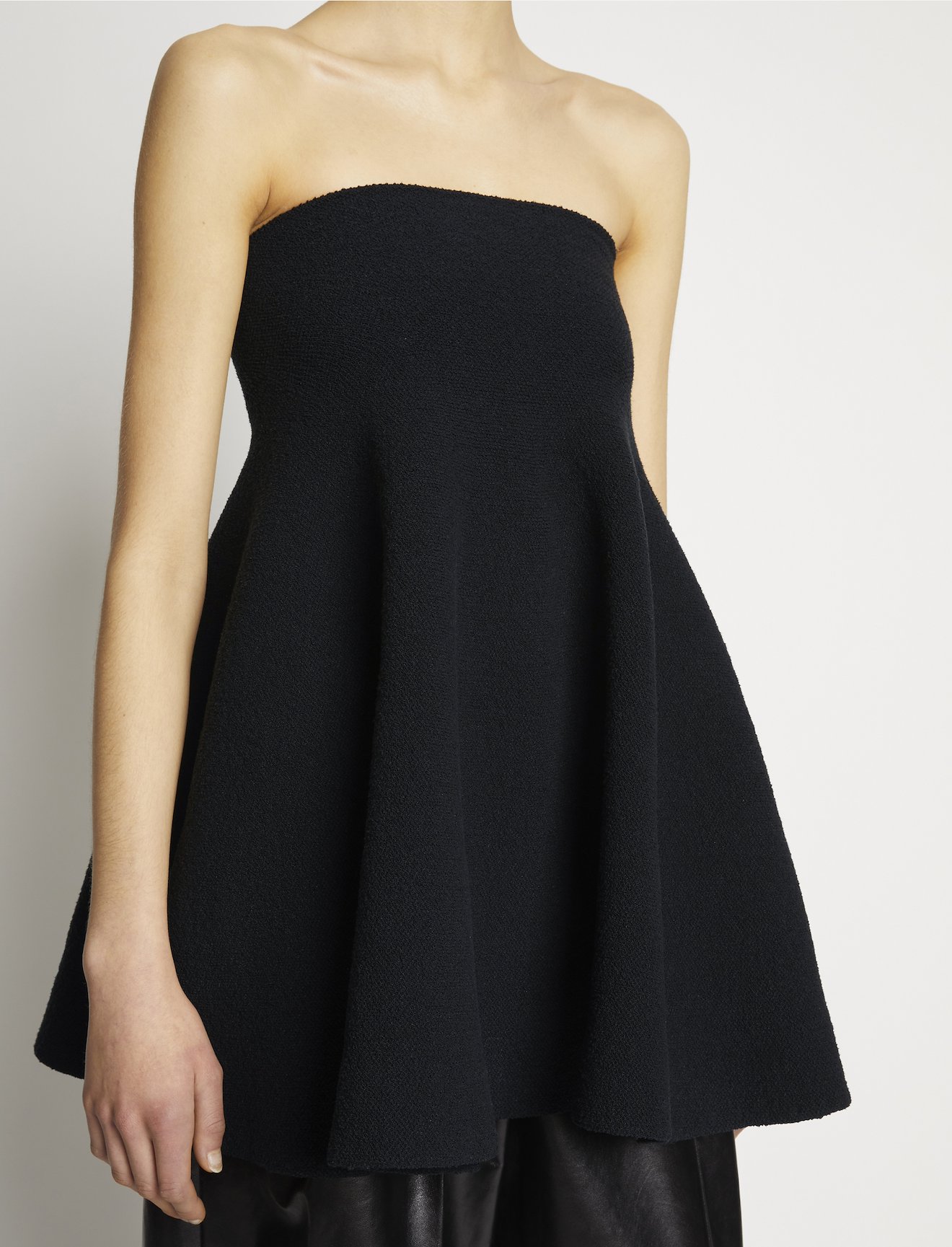 Silk Viscose Boucle Strapless Dress #4