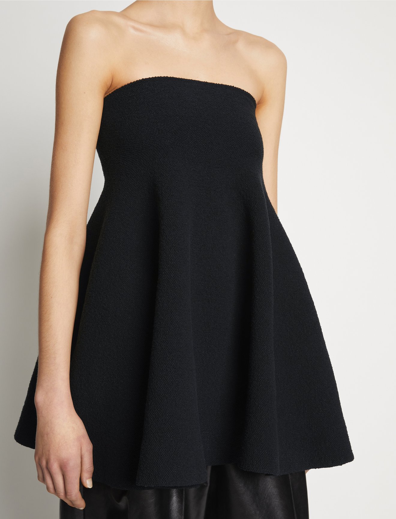 Silk Viscose Boucle Strapless Dress #4