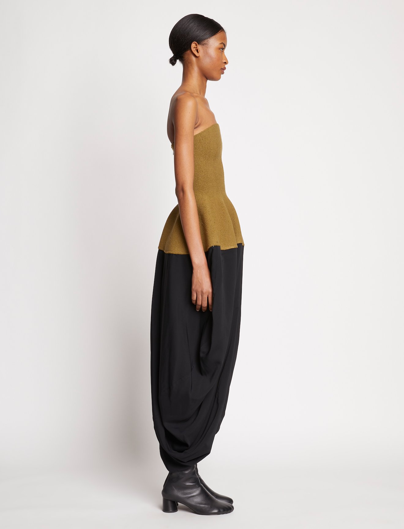 Sculpted Silk Boucle Strapless Knit Dress #1