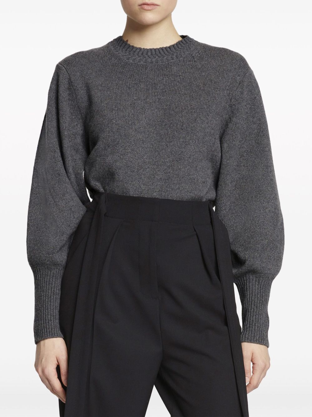 Shop Proenza Schouler Ribbed-knit Balloon-sleeves Jumper In Grey