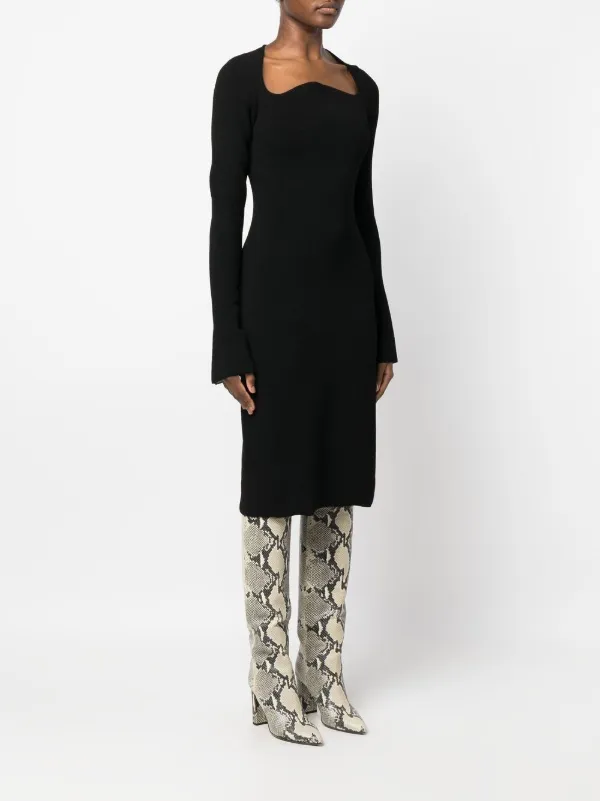 dress knitted green Rouje - DESIREE Dress - Cotton - Fitted almond textured Cotton blend Dress - Vert main image 1