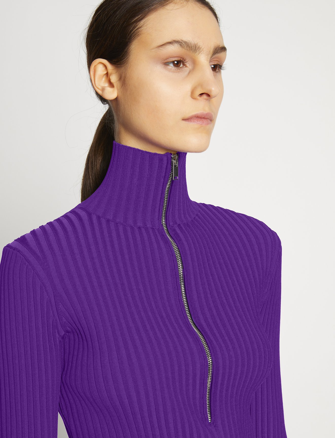 Viscose Rib Zip Sweater #4