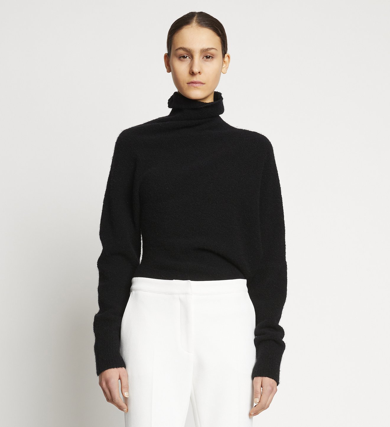 Fuzzy Boucle Twisted Sweater in black | Proenza Schouler