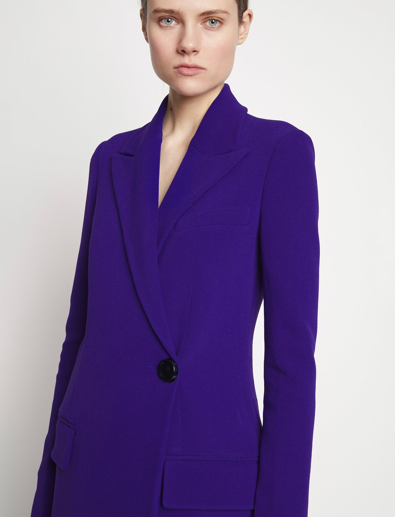 Bi-Stretch Crepe Wrap Coat in purple | Proenza Schouler