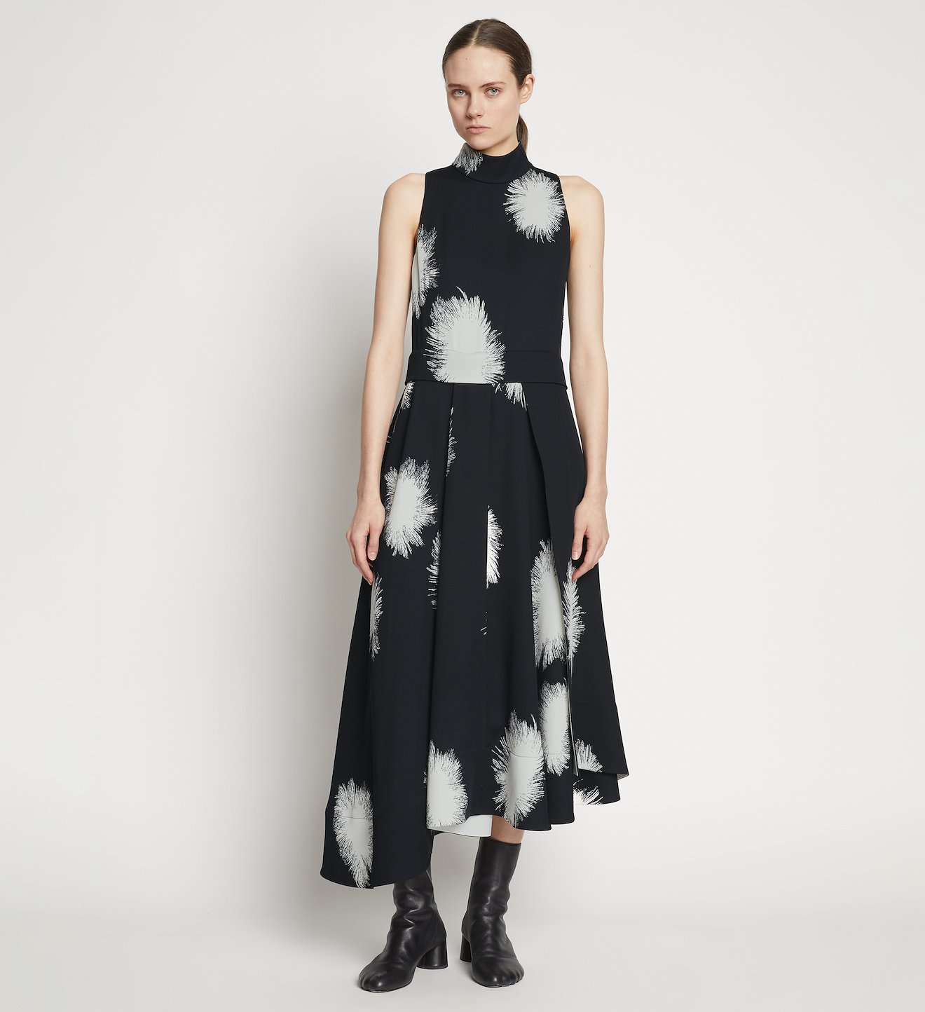 Feather Dot Printed Sleeveless Dress