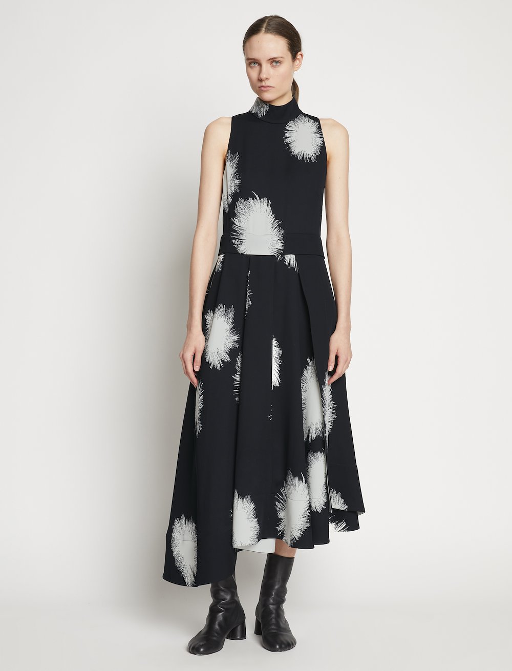 Feather Dot Printed Sleeveless Dress