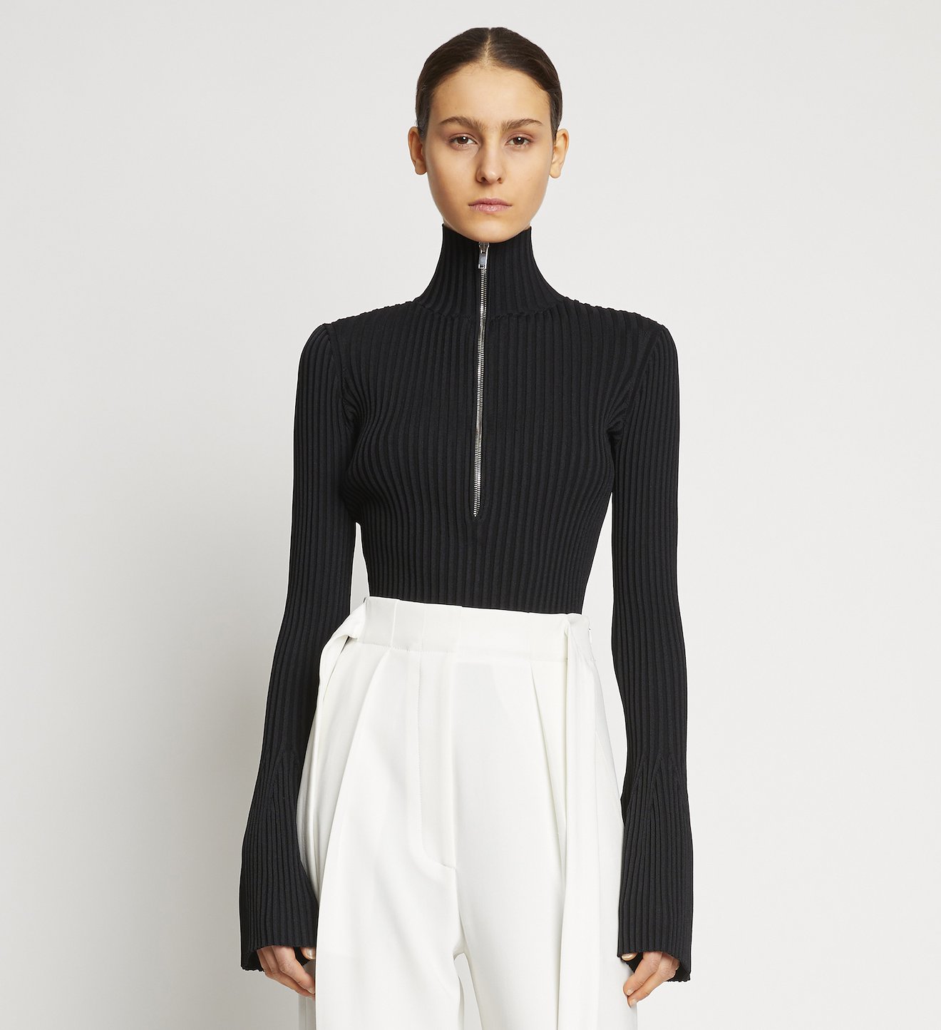 Viscose Rib Zip Sweater