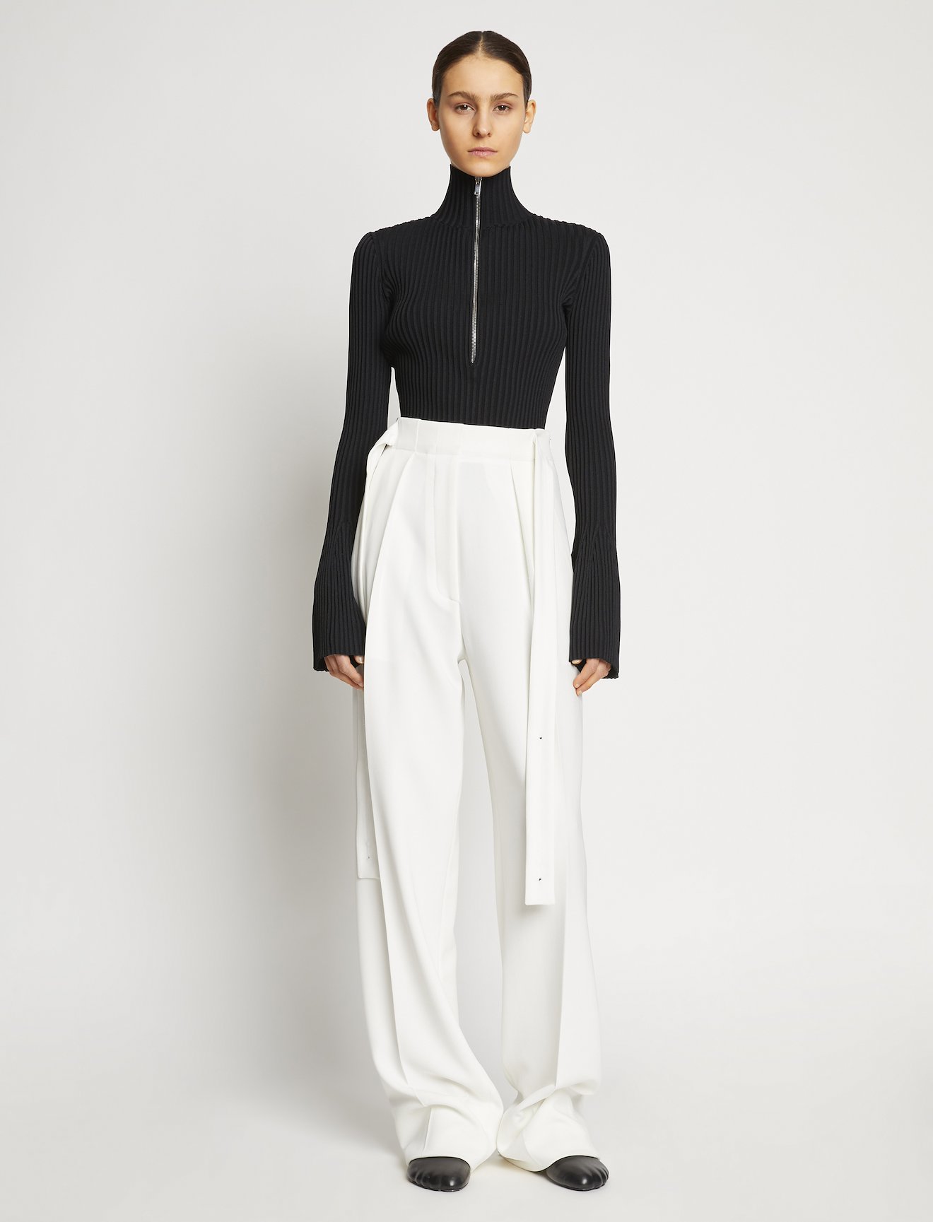 Viscose Rib Zip Sweater #1