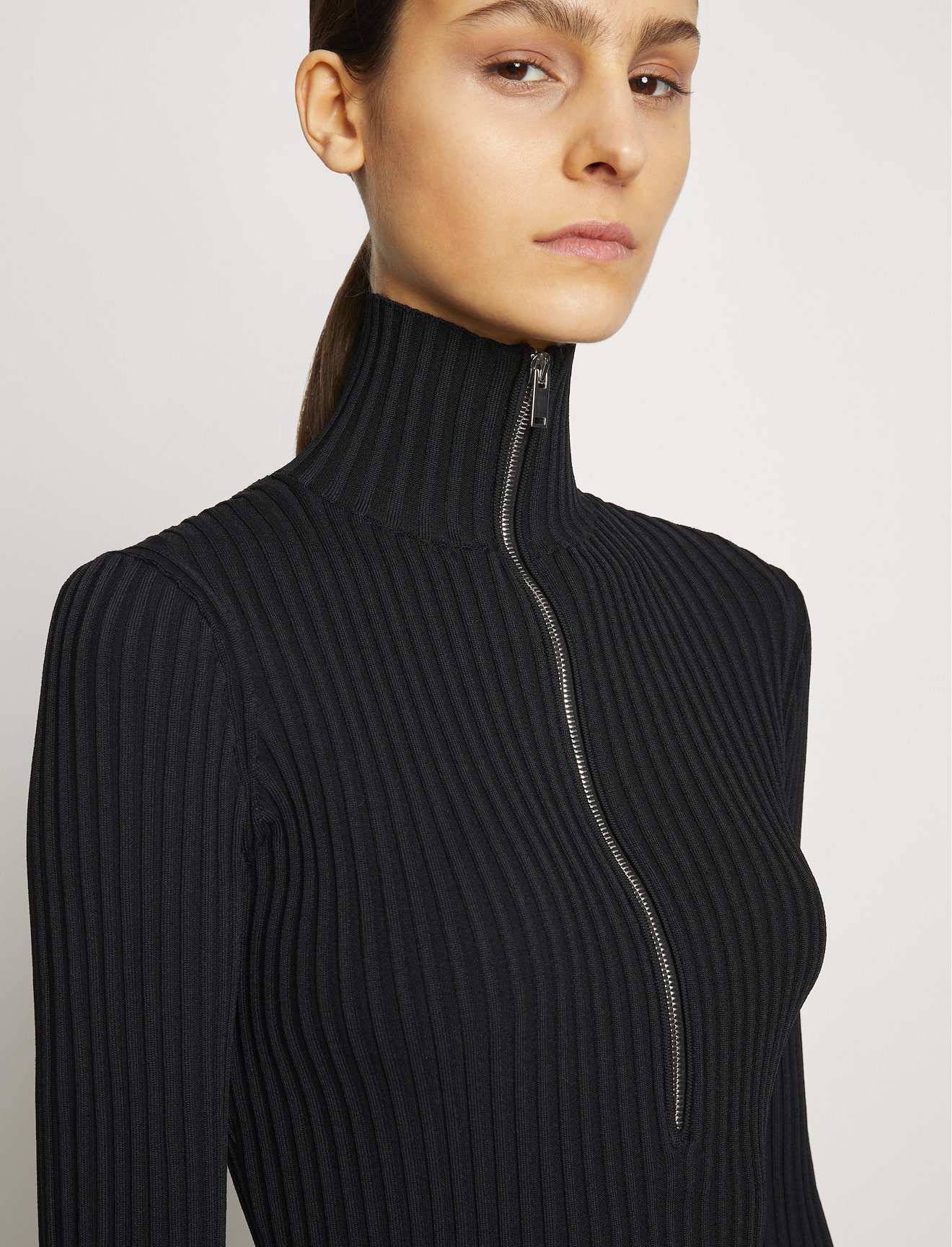 Viscose Rib Zip Sweater #4