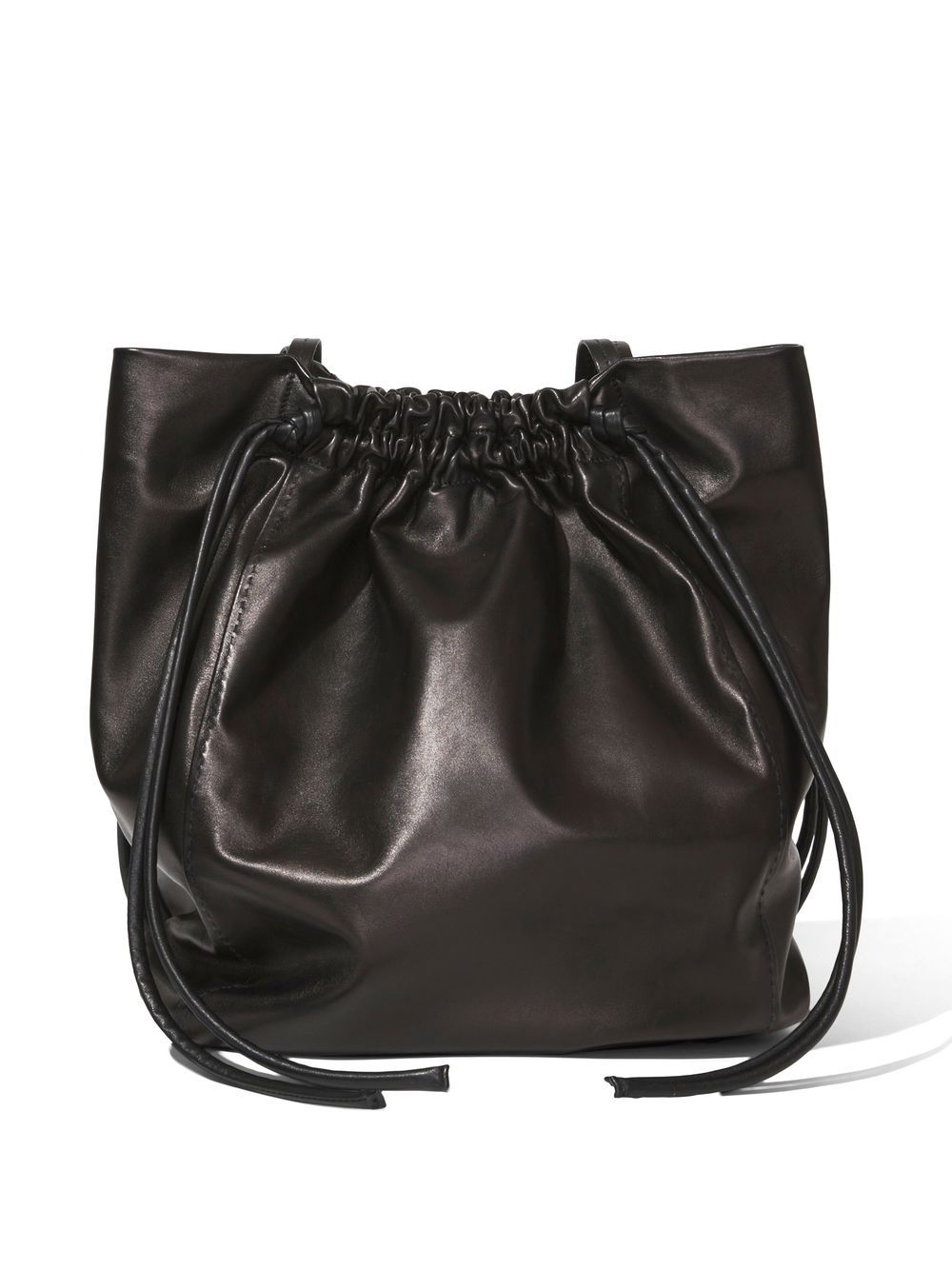Shop Proenza Schouler Drawstring Leather Tote Bag In Black