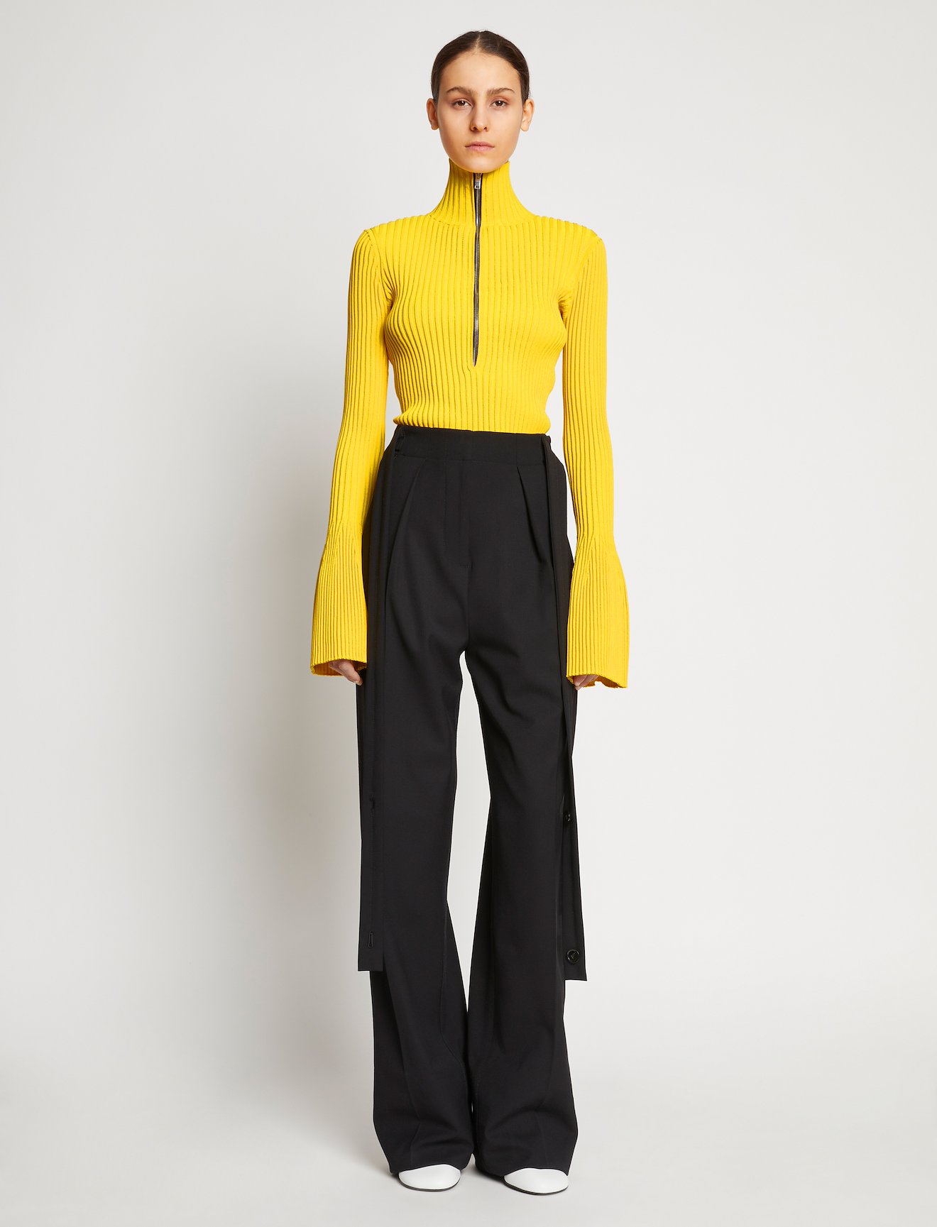 Viscose Rib Zip Sweater #1