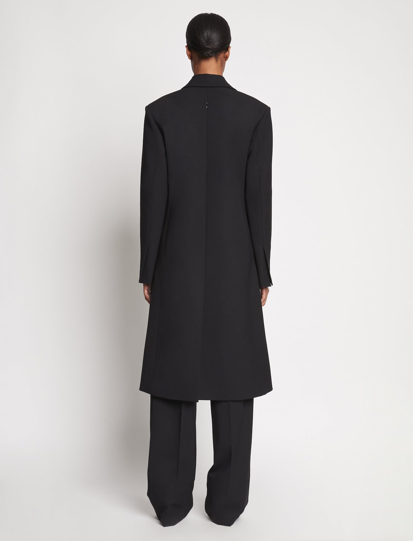 Satin Lapel Lightweight Wool Coat #2