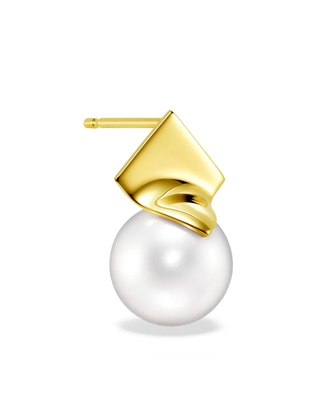 18kt Yellow Gold M/G Tasaki Square Leaf Freshwater Pearls Stud Earrings