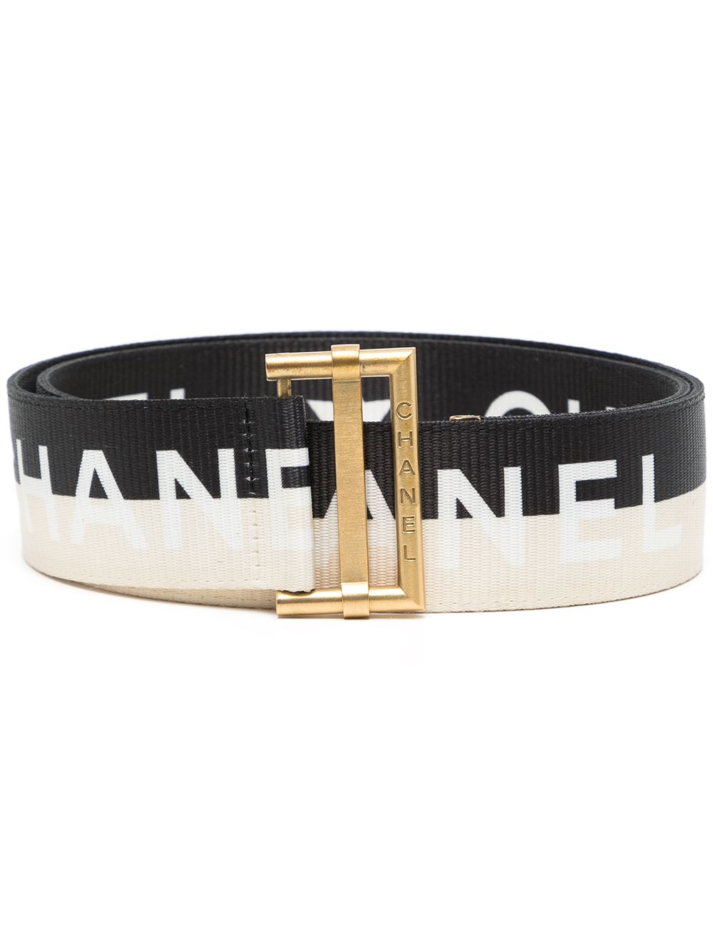 Pre-owned Chanel 2001 Logo-print Star Motif Belt In Black