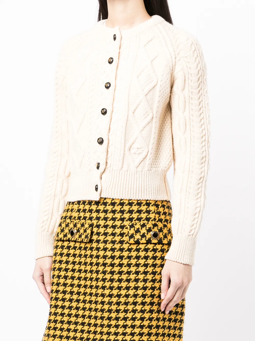 topshop crew neck cardigan in ivory