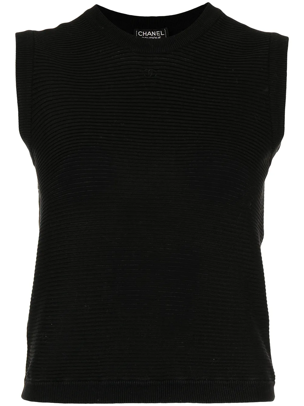 

Chanel Pre-Owned camiseta de canalé con logo CC 1990 - Negro