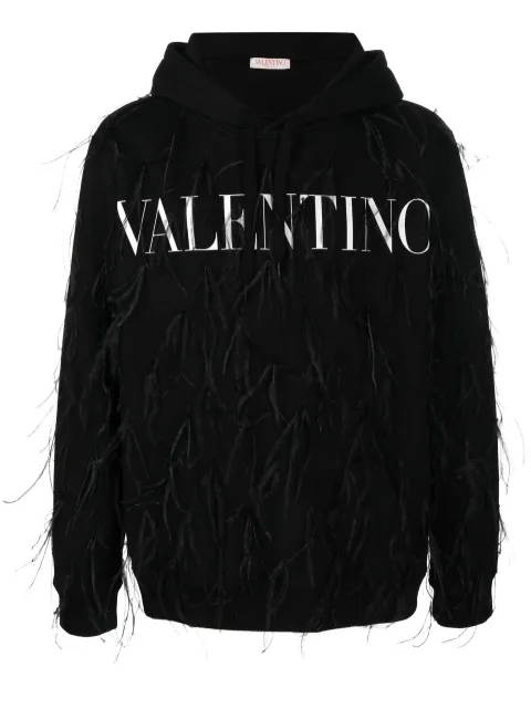Valentino Garavani feather-embellished logo hoodie