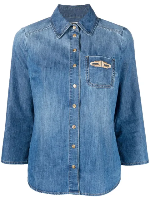 dark denim fitted shirt