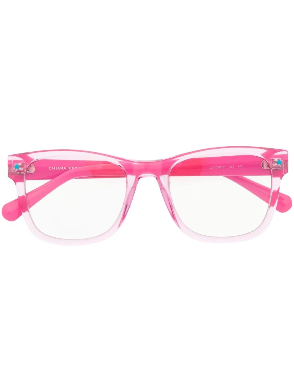 

Chiara Ferragni lentes con armazón transparente y placa del logo - Rosado