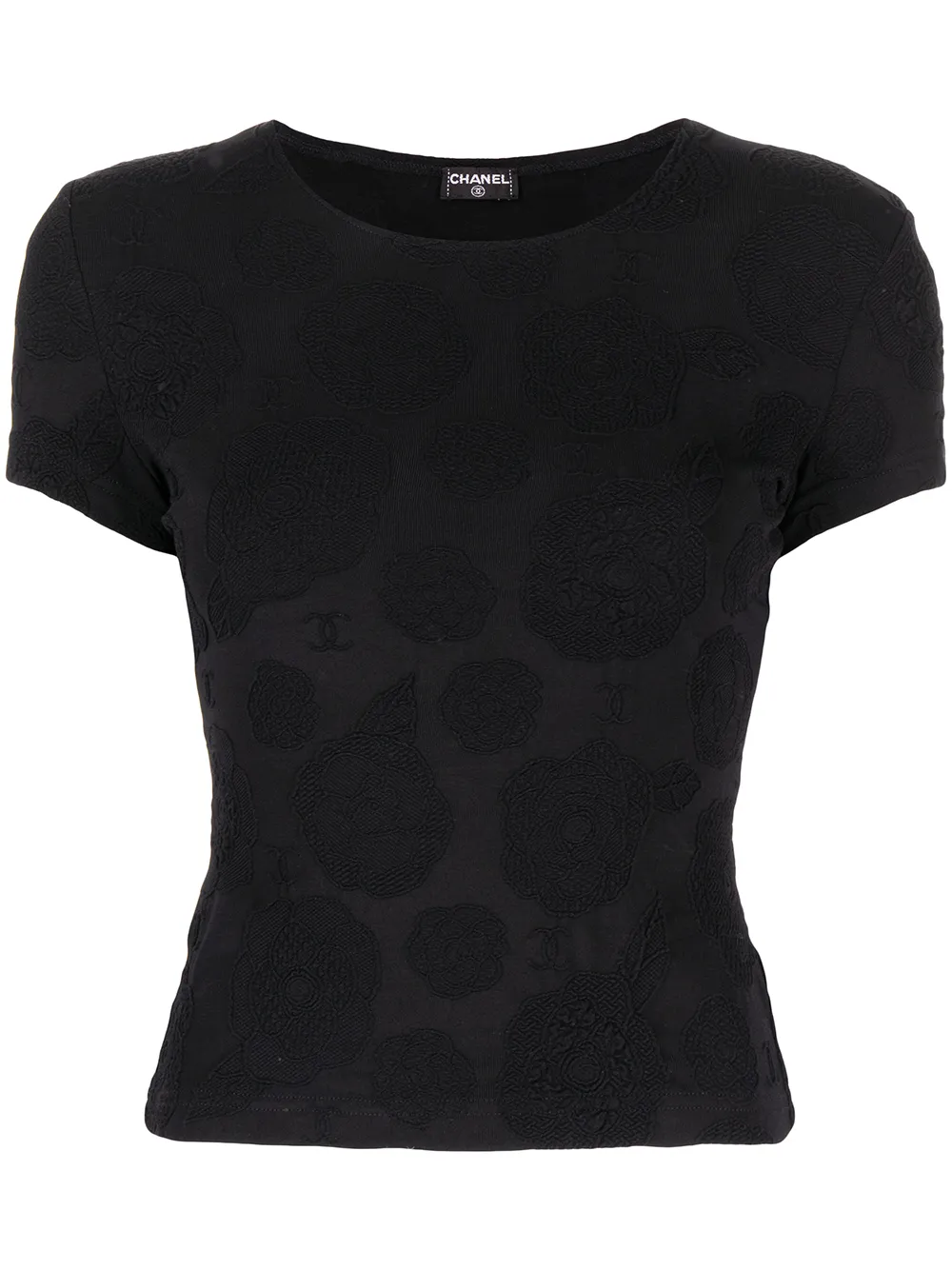 Pre-owned Chanel 1990s Cc Camélia Motif T-shirt In Black