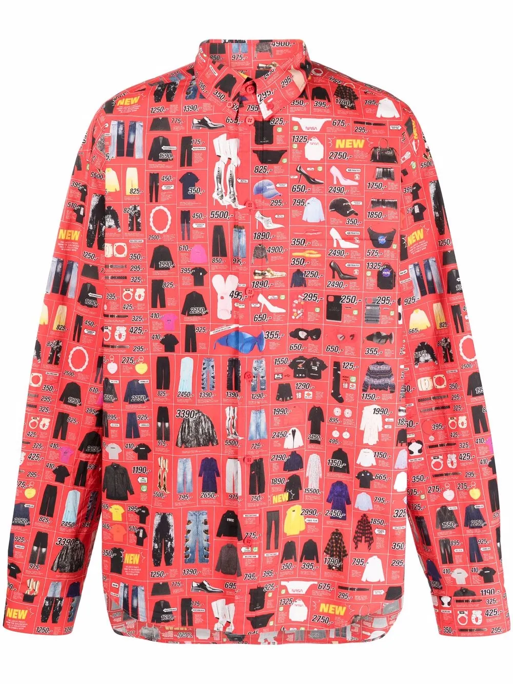 Balenciaga Camicia con stampa - Rosso