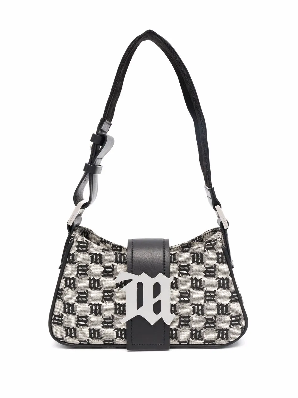 logo-plaque woven shoulder bag