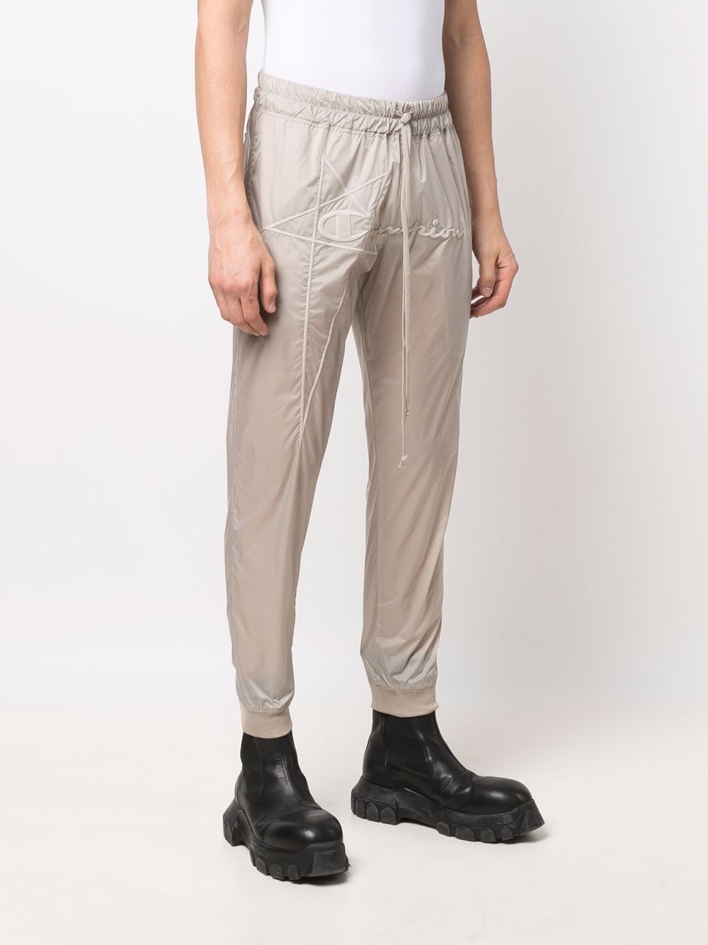 фото Rick owens x champion embroidered-logo tapered trousers