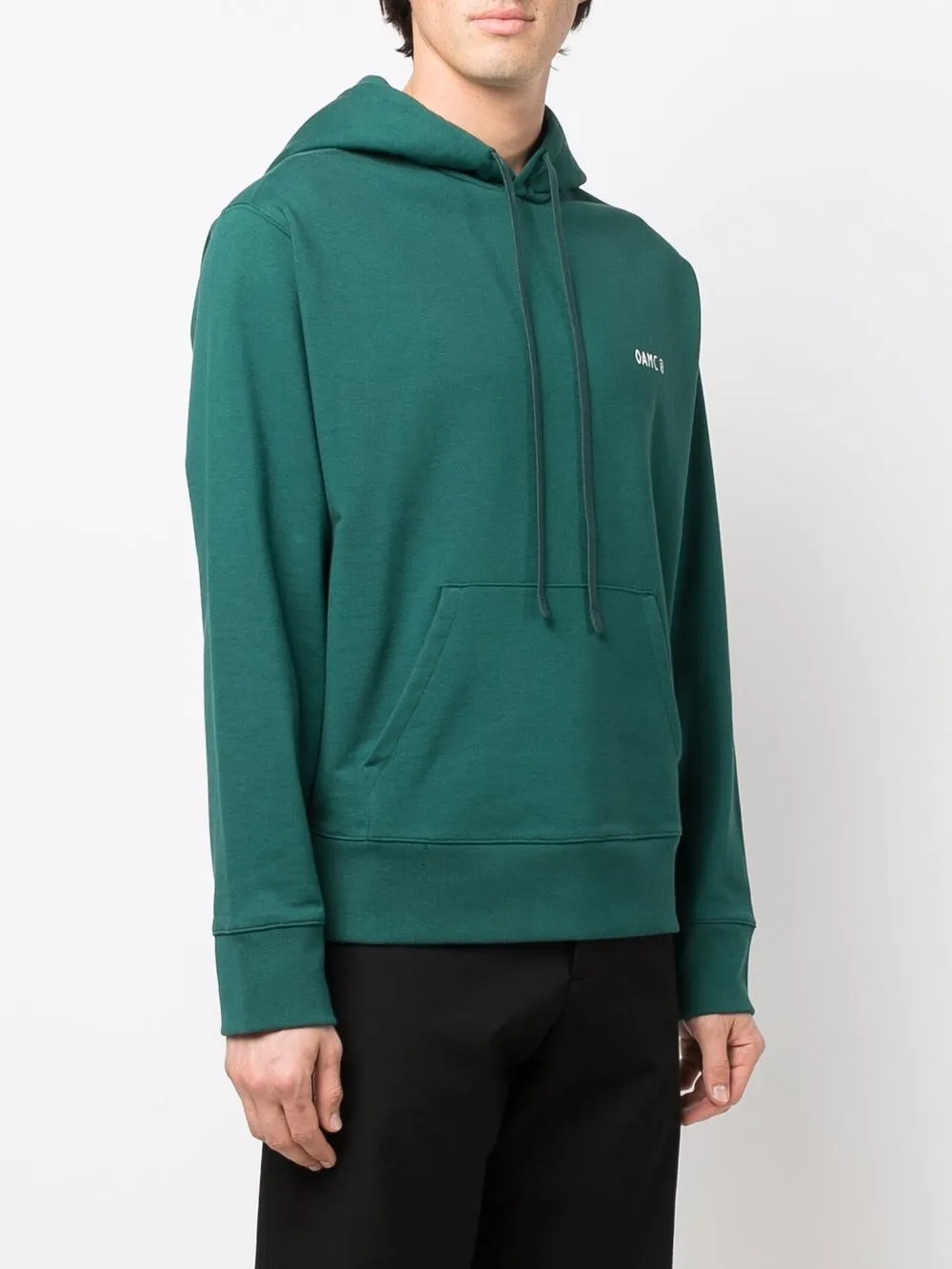 Shop Oamc Logo-print Hoodie In Green