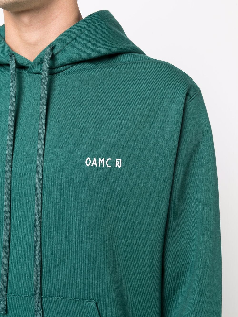 Shop Oamc Logo-print Hoodie In Green