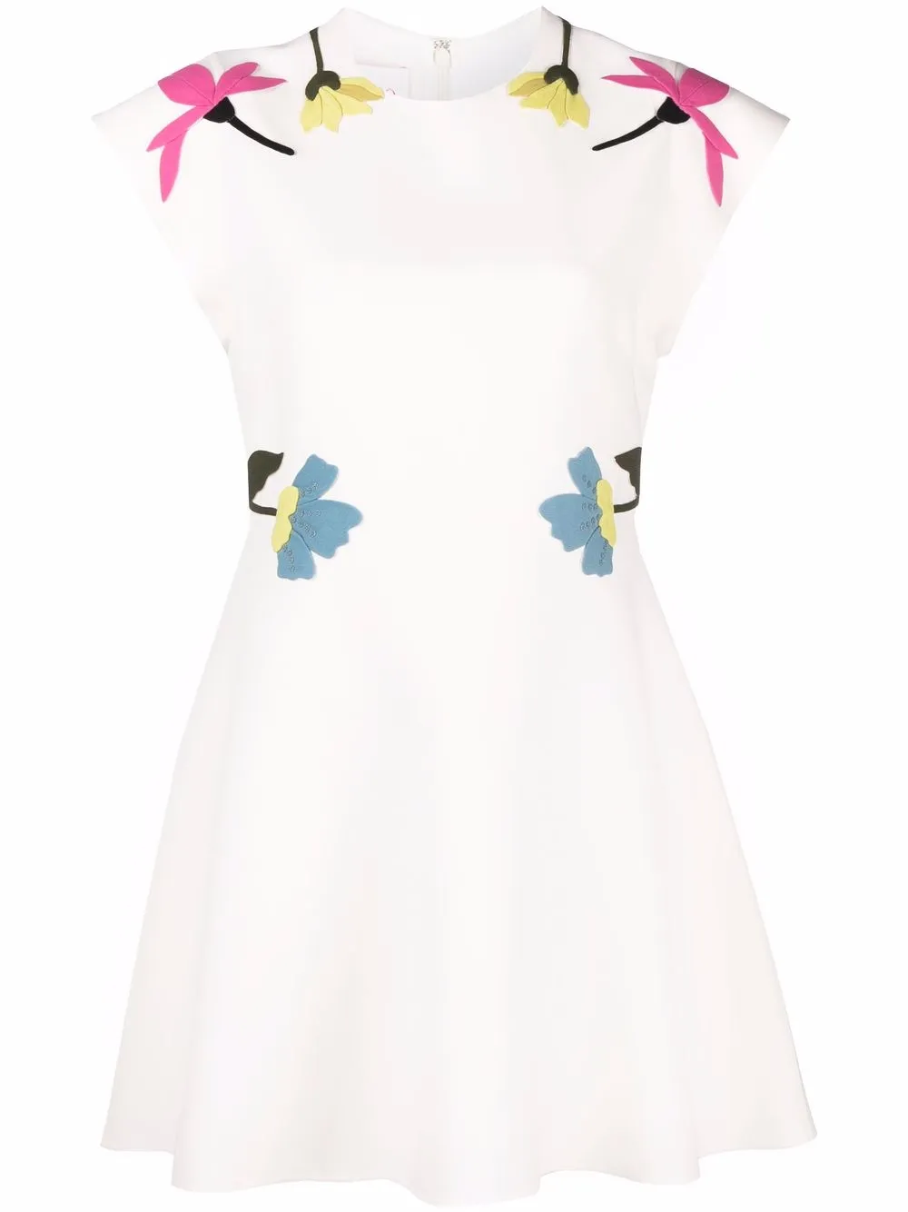 

Valentino embroidered crepe flared dress - Neutrals