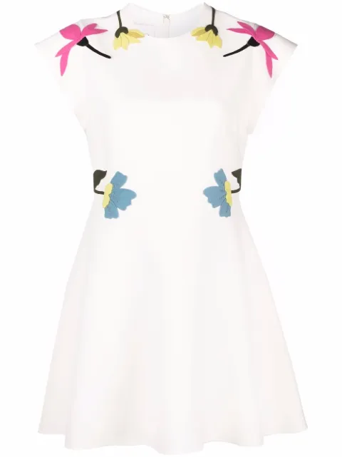 Valentino Embroidered Crepe Flared 