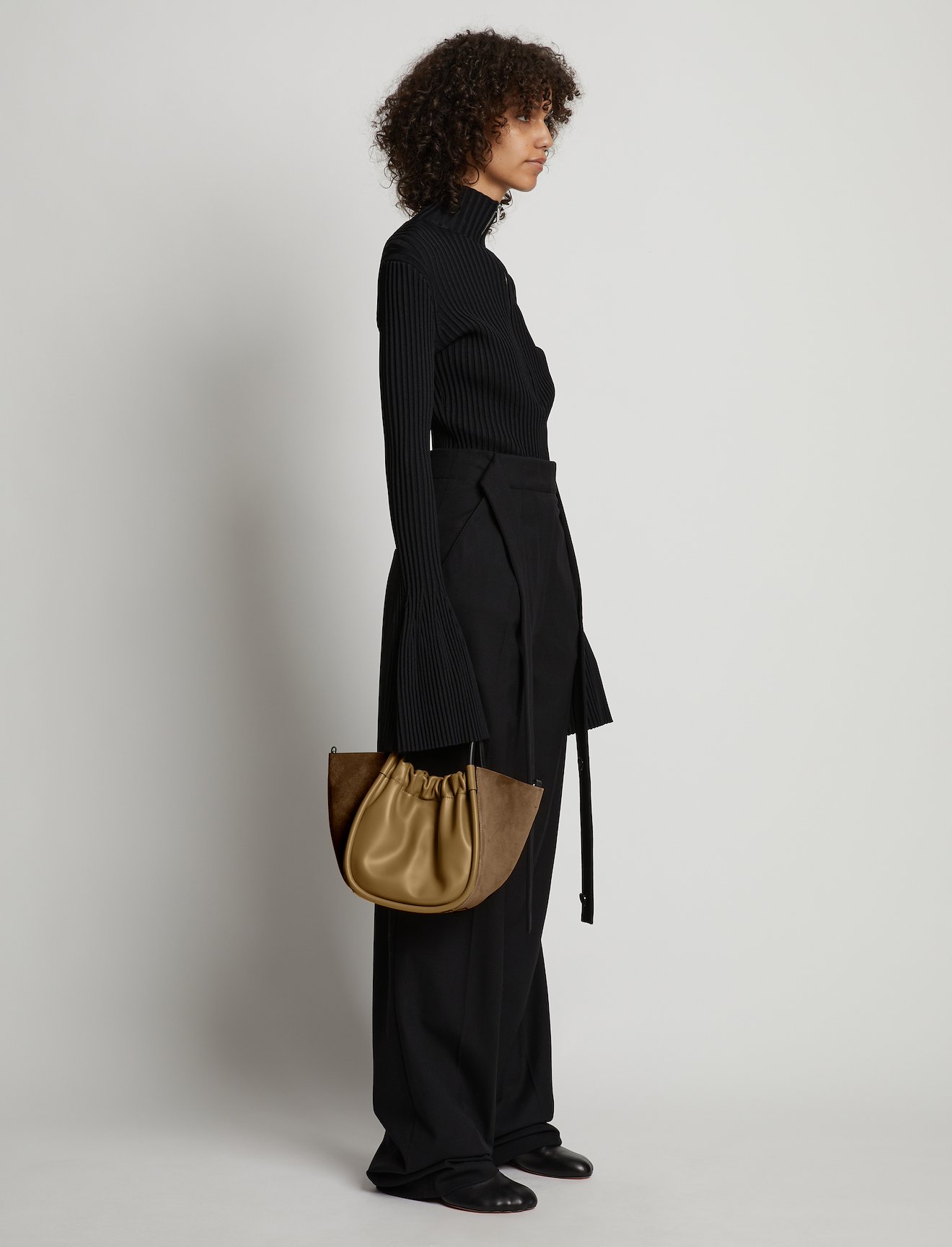Small Suede Ruched Crossbody Tote #2