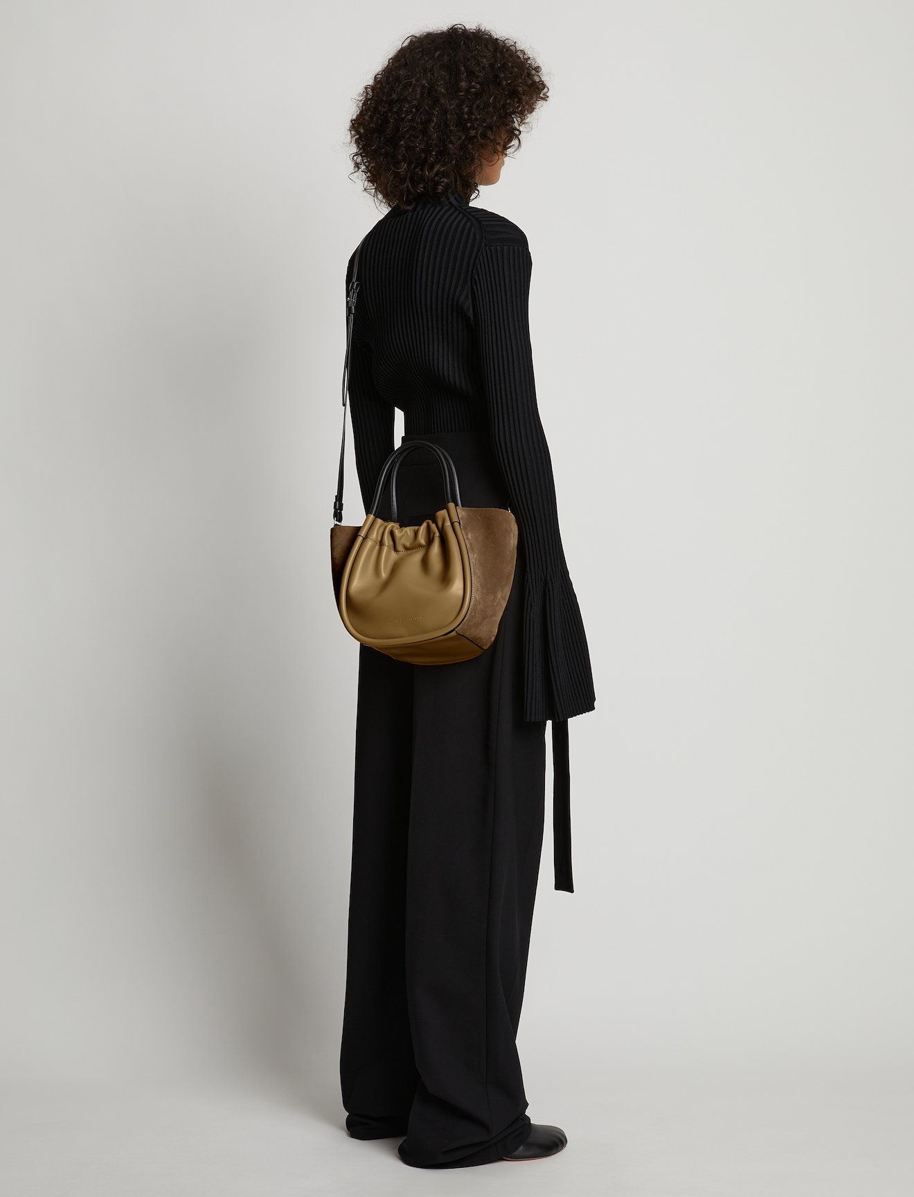 Small Suede Ruched Crossbody Tote #4