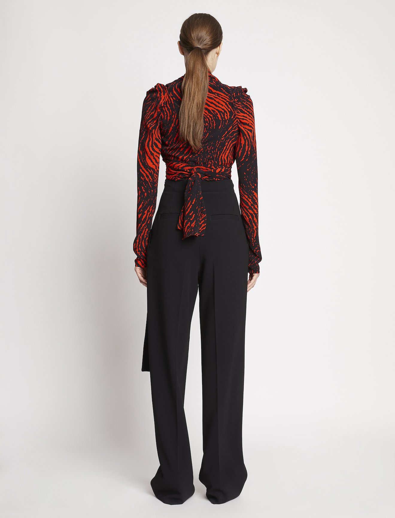 Painted Spiral Crepe de Chine V-Neck Top #3