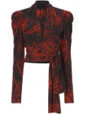 Proenza Schouler abstract-print V-neck top - Brown