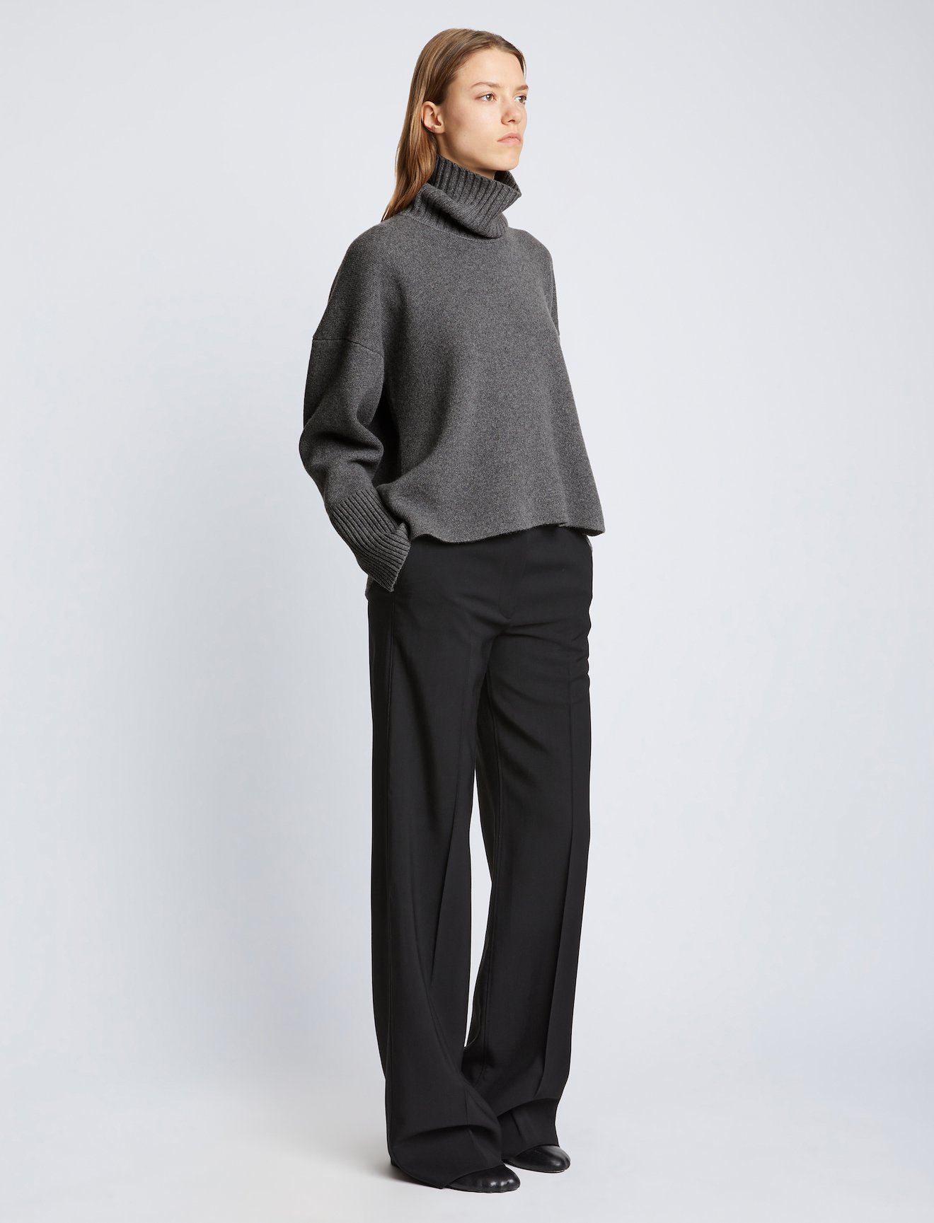 Doubleface Eco Cashmere Oversized Turtleneck Sweater in grey | Proenza ...