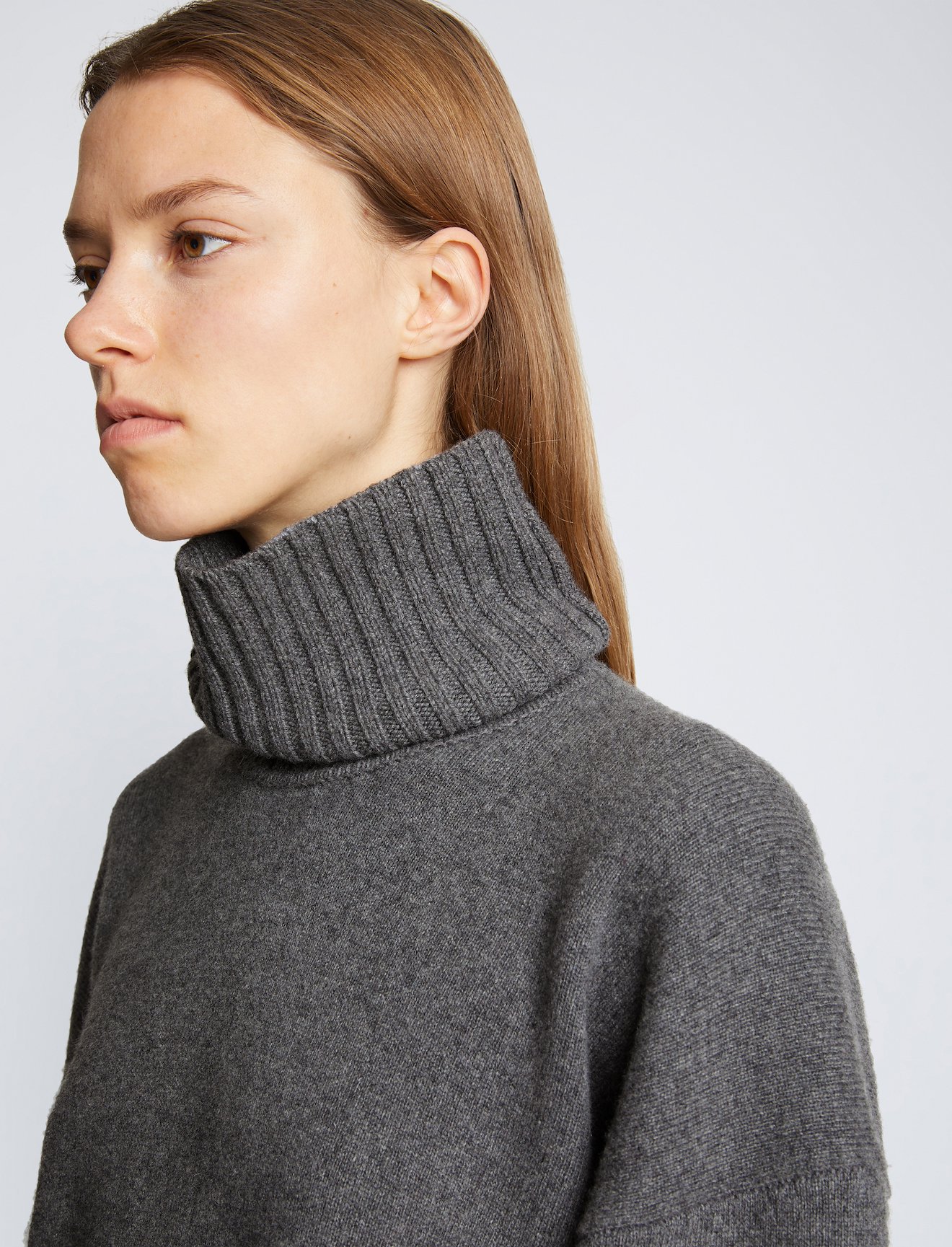 Doubleface Eco Cashmere Oversized Turtleneck Sweater in grey | Proenza ...