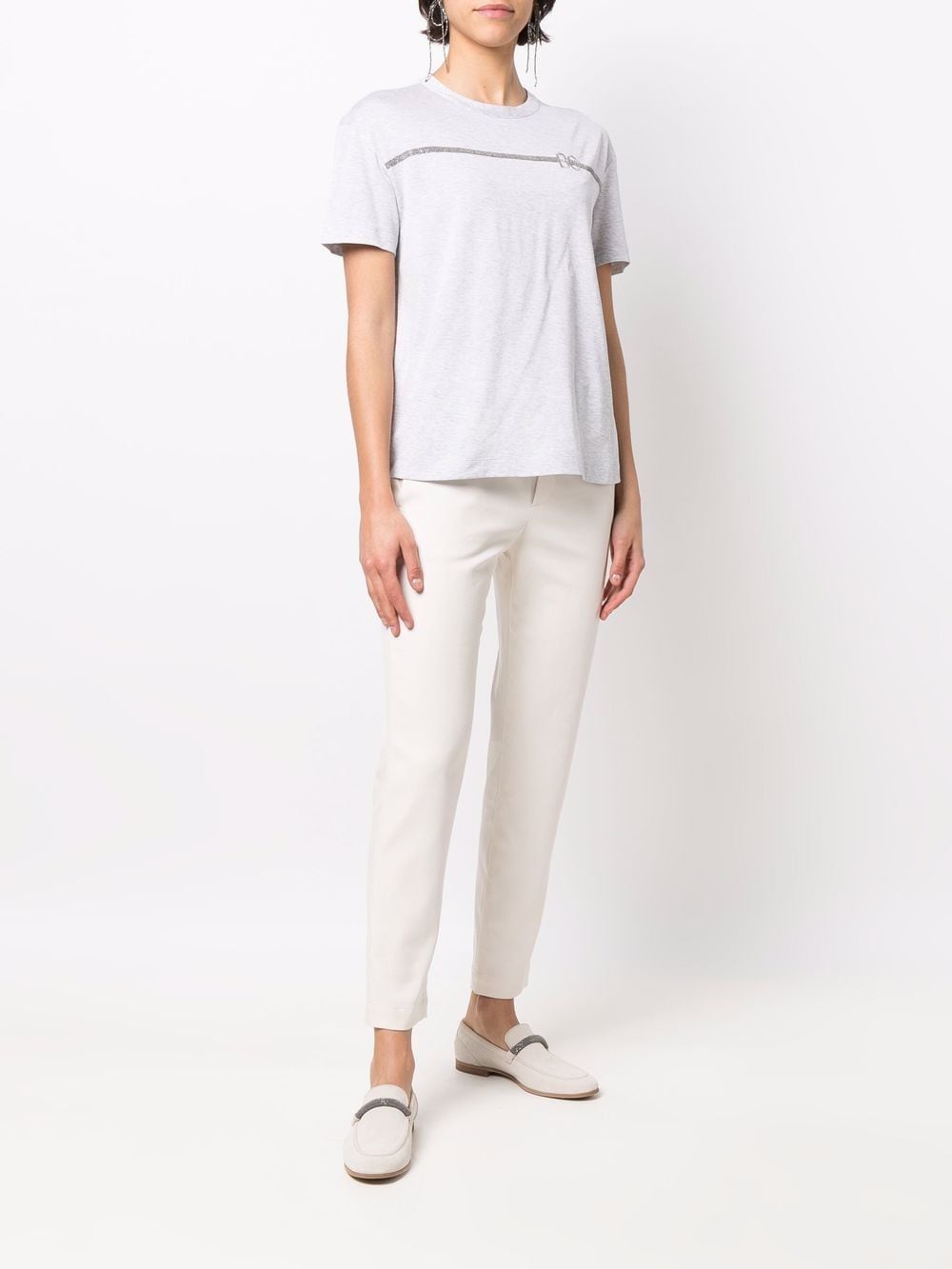 Brunello Cucinelli T-shirt met geborduurd logo - Grijs